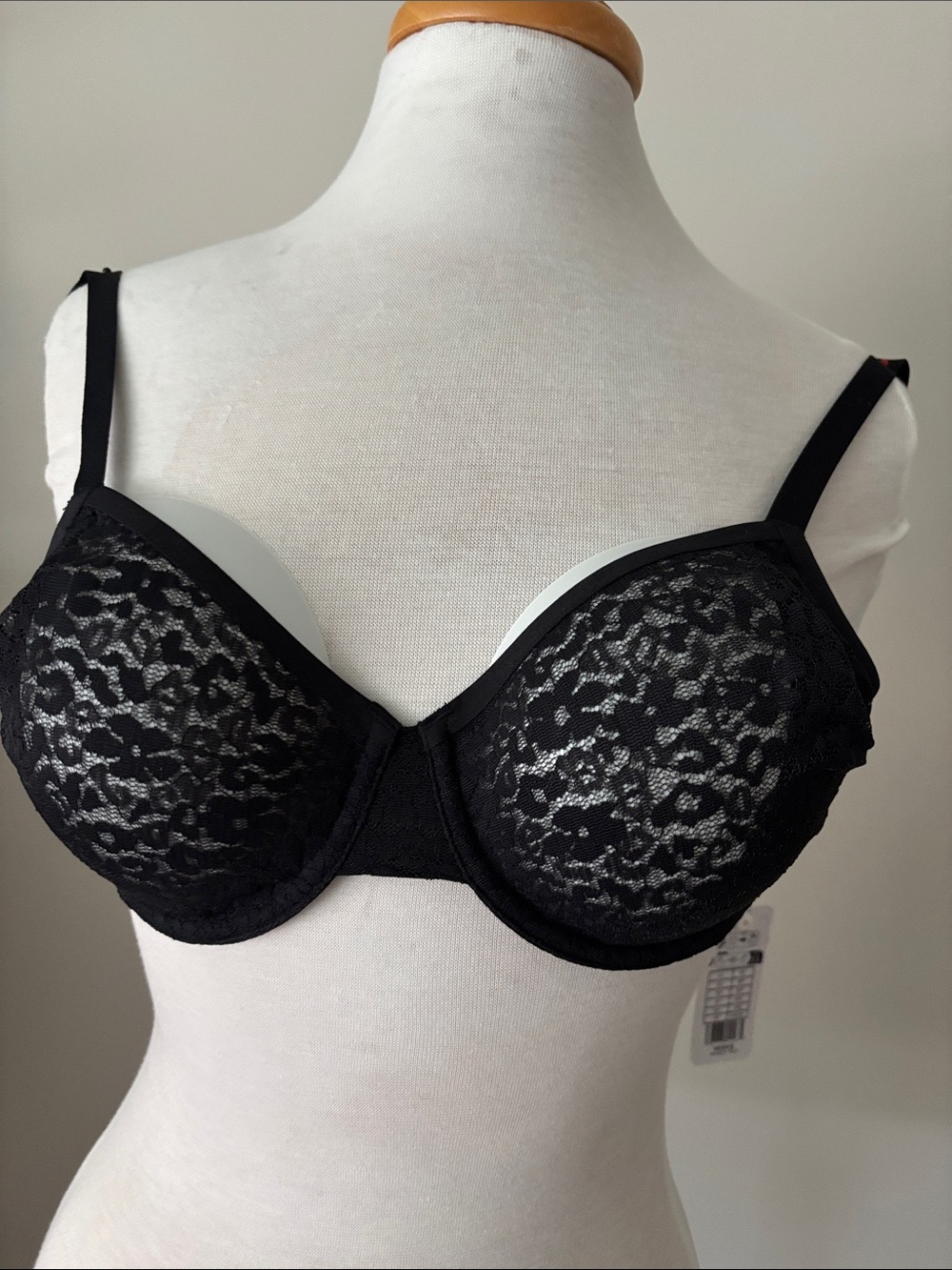 Freya Black Lace Underwire Bra with Sheer Overlay